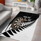 Personalised New Zealand Darts Area Rug Silver Fern Aotearoa Maori Pattern - Aussie Hoodie