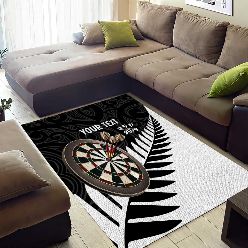 Personalised New Zealand Darts Area Rug Silver Fern Aotearoa Maori Pattern - Aussie Hoodie