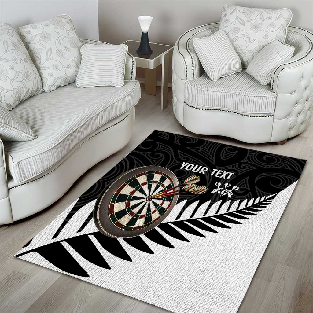 Personalised New Zealand Darts Area Rug Silver Fern Aotearoa Maori Pattern - Aussie Hoodie
