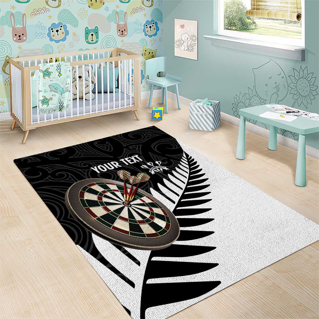 Personalised New Zealand Darts Area Rug Silver Fern Aotearoa Maori Pattern - Aussie Hoodie