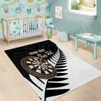Personalised New Zealand Darts Area Rug Silver Fern Aotearoa Maori Pattern - Aussie Hoodie
