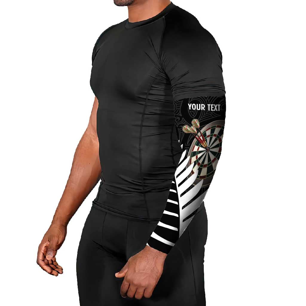 Personalised New Zealand Darts Arm Sleeves Silver Fern Aotearoa Maori Pattern - Aussie Hoodie
