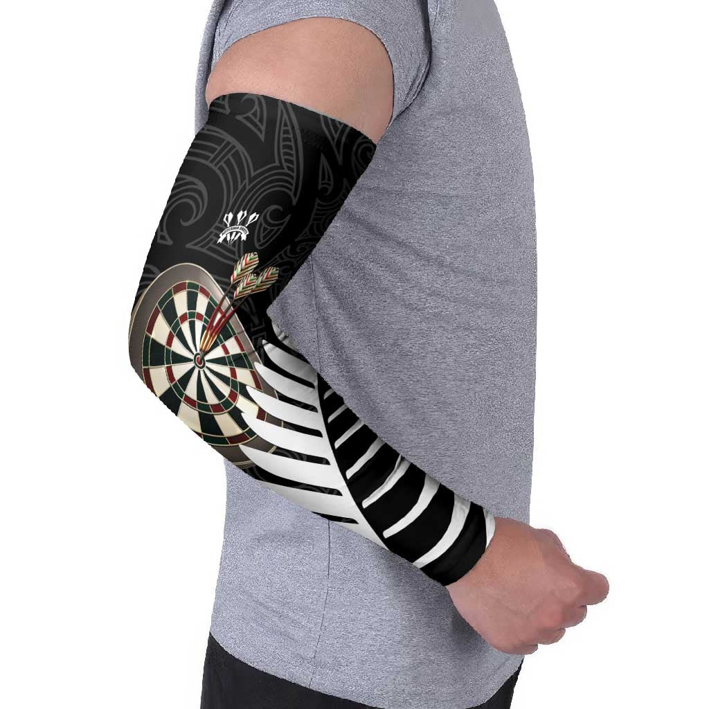 Personalised New Zealand Darts Arm Sleeves Silver Fern Aotearoa Maori Pattern - Aussie Hoodie