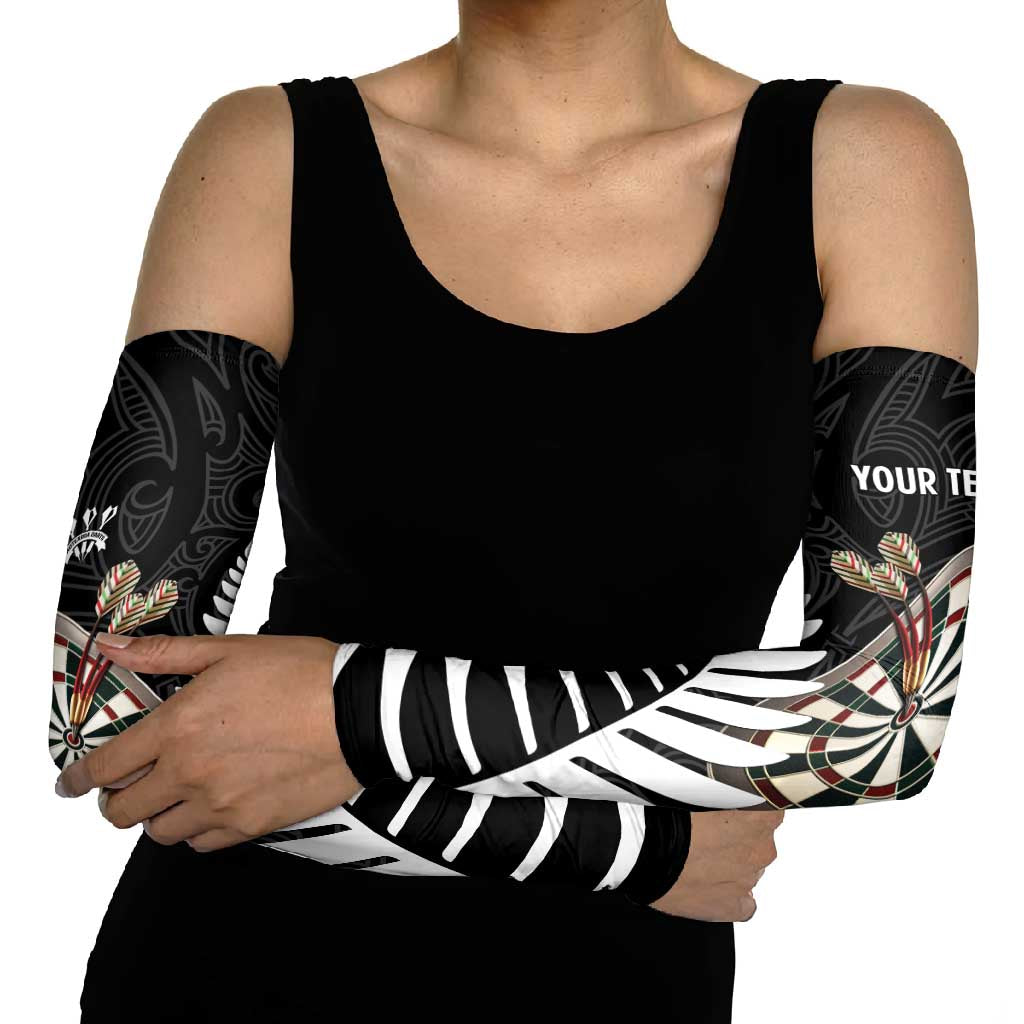 Personalised New Zealand Darts Arm Sleeves Silver Fern Aotearoa Maori Pattern - Aussie Hoodie