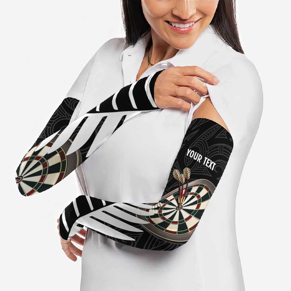 Personalised New Zealand Darts Arm Sleeves Silver Fern Aotearoa Maori Pattern - Aussie Hoodie
