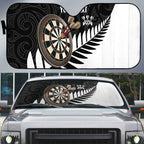 Personalised New Zealand Darts Auto Sun Shade Silver Fern Aotearoa Maori Pattern - Aussie Hoodie