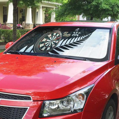 Personalised New Zealand Darts Auto Sun Shade Silver Fern Aotearoa Maori Pattern - Aussie Hoodie