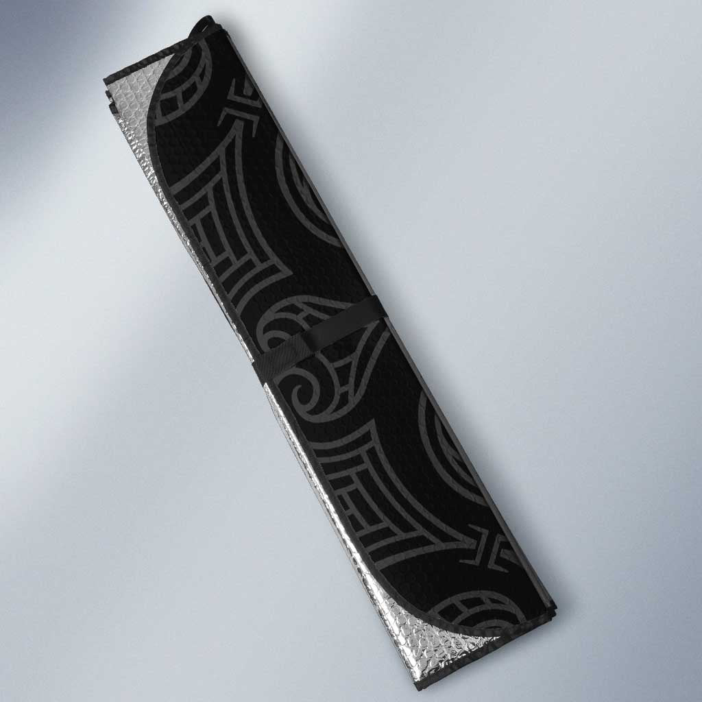 Personalised New Zealand Darts Auto Sun Shade Silver Fern Aotearoa Maori Pattern - Aussie Hoodie