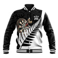 Personalised New Zealand Darts Baseball Jacket Silver Fern Aotearoa Maori Pattern - Aussie Hoodie