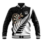 Personalised New Zealand Darts Baseball Jacket Silver Fern Aotearoa Maori Pattern - Aussie Hoodie