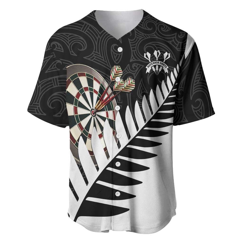 Personalised New Zealand Darts Baseball Jersey Silver Fern Aotearoa Maori Pattern - Aussie Hoodie