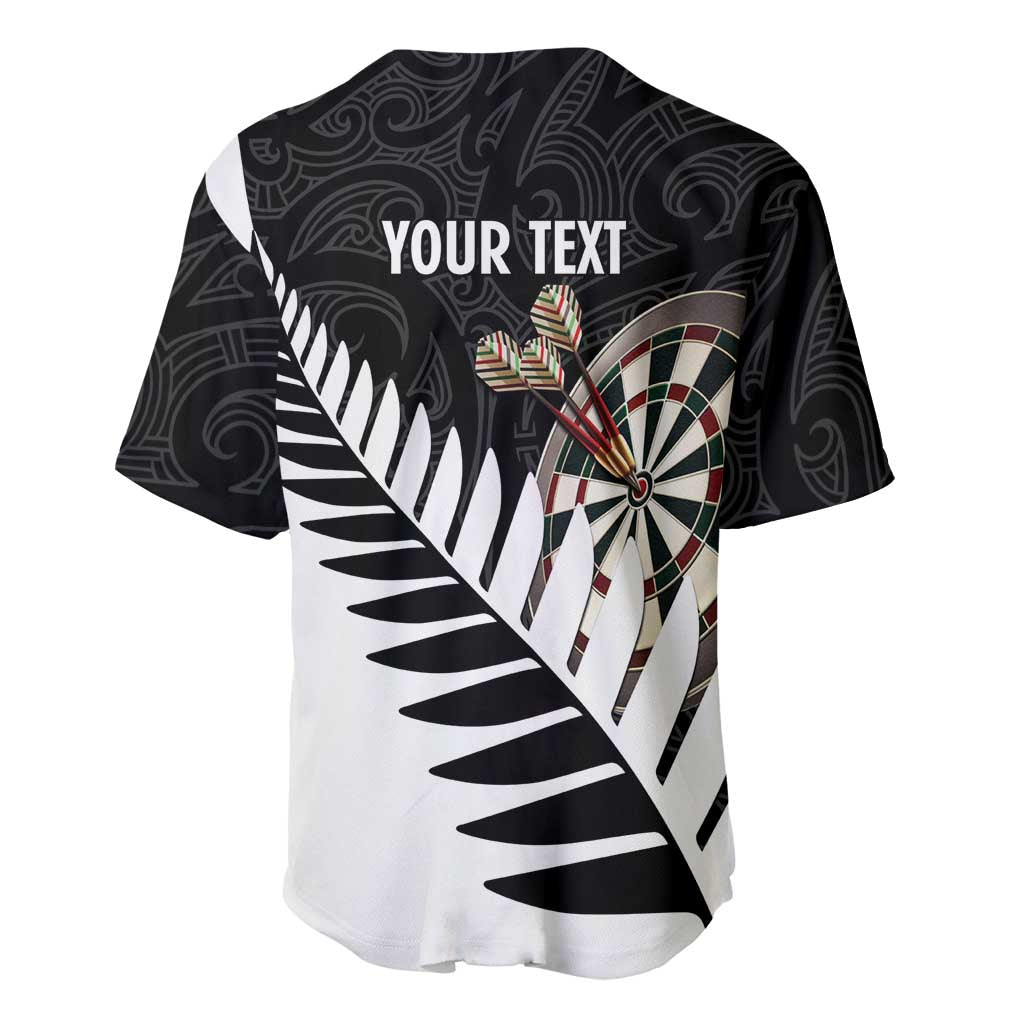 Personalised New Zealand Darts Baseball Jersey Silver Fern Aotearoa Maori Pattern - Aussie Hoodie