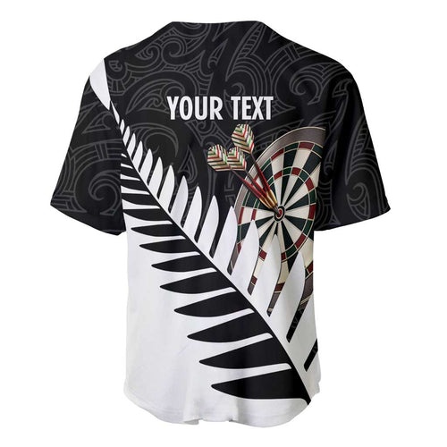 Personalised New Zealand Darts Baseball Jersey Silver Fern Aotearoa Maori Pattern - Aussie Hoodie