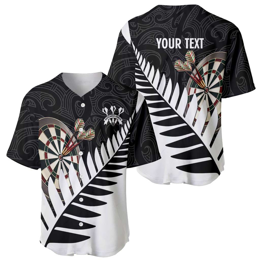 Personalised New Zealand Darts Baseball Jersey Silver Fern Aotearoa Maori Pattern - Aussie Hoodie