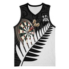 Personalised New Zealand Darts Basketball Jersey Silver Fern Aotearoa Maori Pattern - Aussie Hoodie
