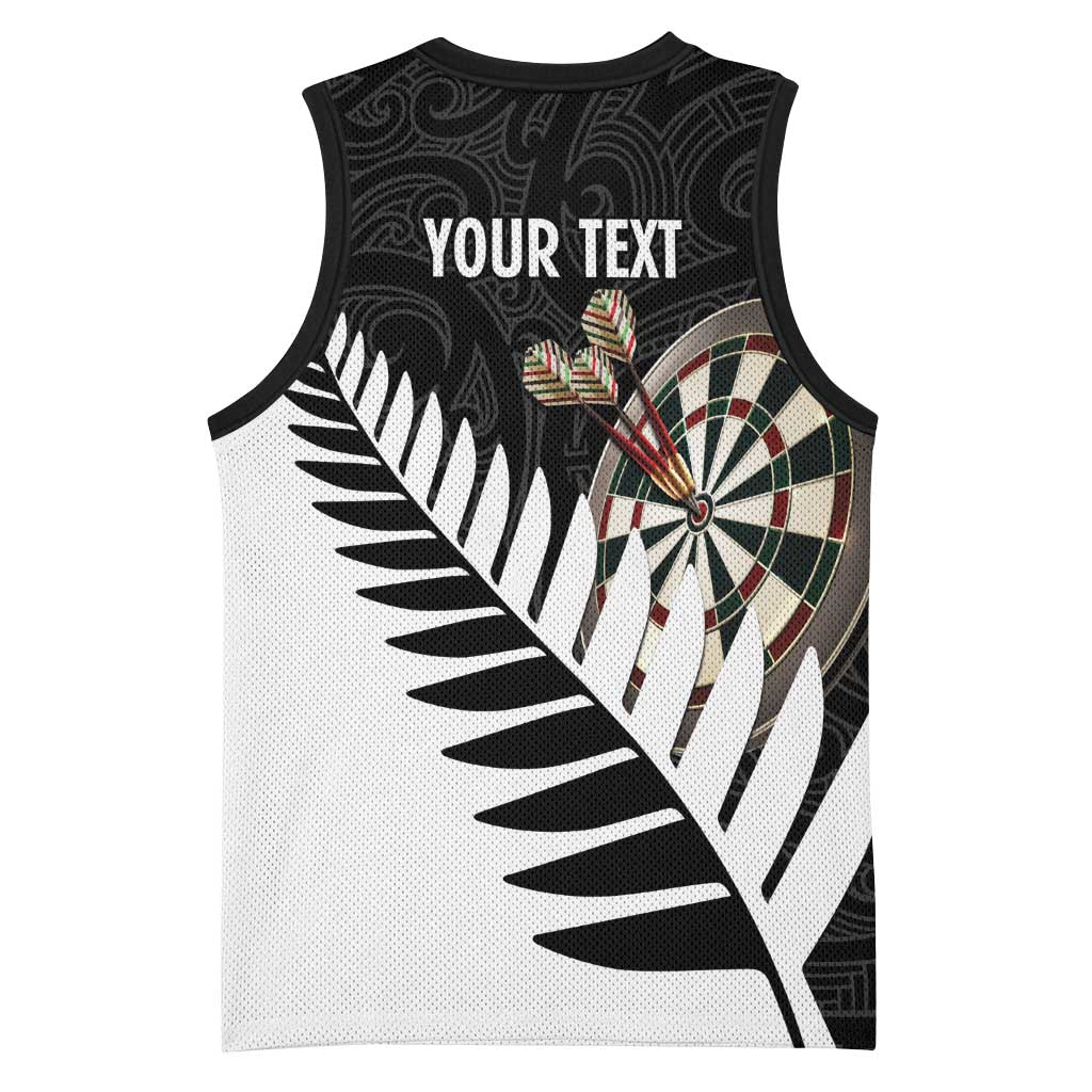 Personalised New Zealand Darts Basketball Jersey Silver Fern Aotearoa Maori Pattern - Aussie Hoodie