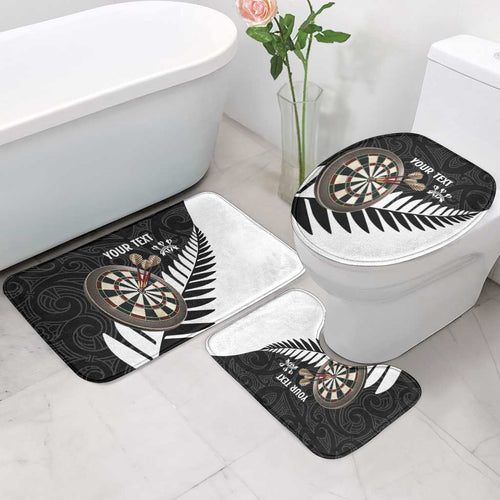 Personalised New Zealand Darts Bathroom Set Silver Fern Aotearoa Maori Pattern - Aussie Hoodie