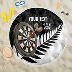 Personalised New Zealand Darts Beach Blanket Silver Fern Aotearoa Maori Pattern - Aussie Hoodie