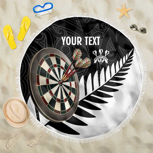 Personalised New Zealand Darts Beach Blanket Silver Fern Aotearoa Maori Pattern - Aussie Hoodie