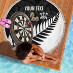 Personalised New Zealand Darts Beach Blanket Silver Fern Aotearoa Maori Pattern - Aussie Hoodie