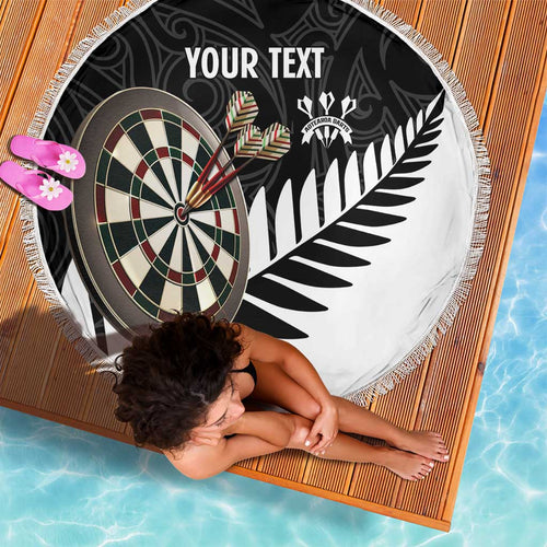 Personalised New Zealand Darts Beach Blanket Silver Fern Aotearoa Maori Pattern - Aussie Hoodie