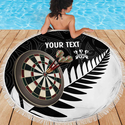 Personalised New Zealand Darts Beach Blanket Silver Fern Aotearoa Maori Pattern - Aussie Hoodie