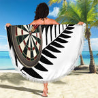 Personalised New Zealand Darts Beach Blanket Silver Fern Aotearoa Maori Pattern - Aussie Hoodie