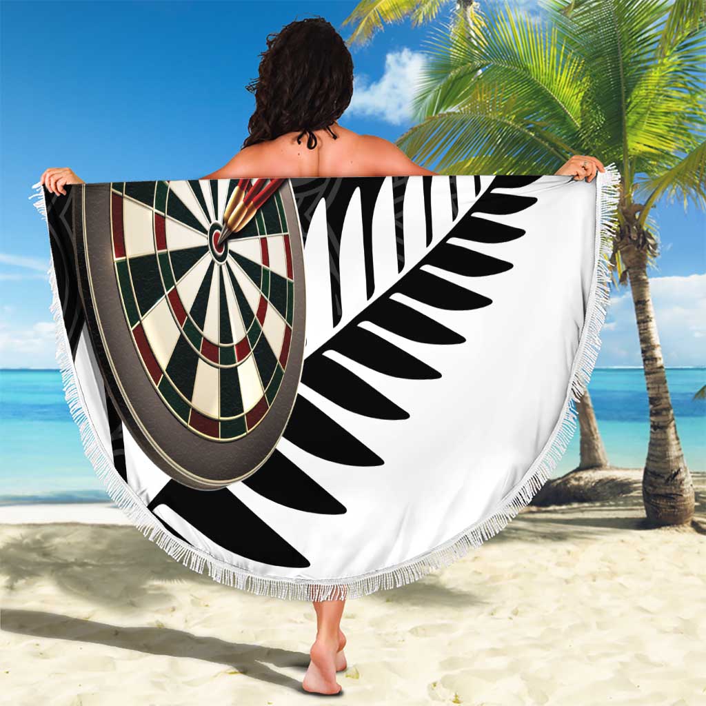 Personalised New Zealand Darts Beach Blanket Silver Fern Aotearoa Maori Pattern - Aussie Hoodie