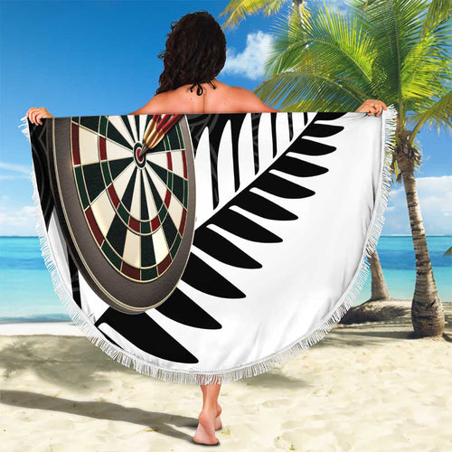 Personalised New Zealand Darts Beach Blanket Silver Fern Aotearoa Maori Pattern - Aussie Hoodie