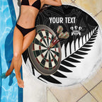 Personalised New Zealand Darts Beach Blanket Silver Fern Aotearoa Maori Pattern - Aussie Hoodie