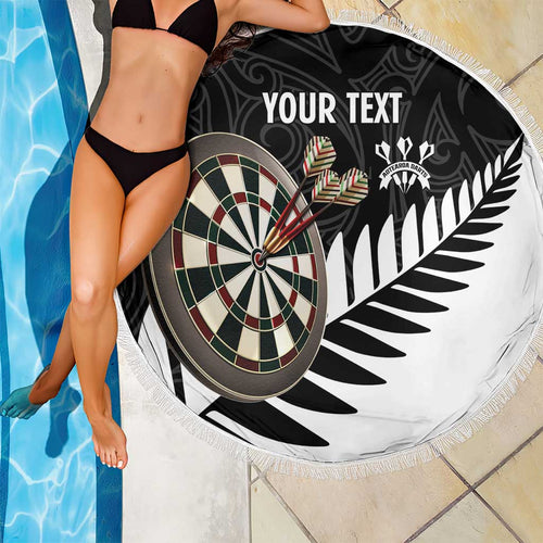 Personalised New Zealand Darts Beach Blanket Silver Fern Aotearoa Maori Pattern - Aussie Hoodie