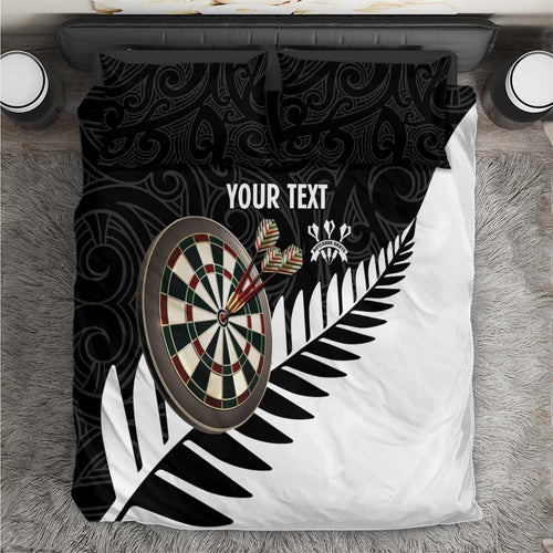Personalised New Zealand Darts Bedding Set Silver Fern Aotearoa Maori Pattern - Aussie Hoodie