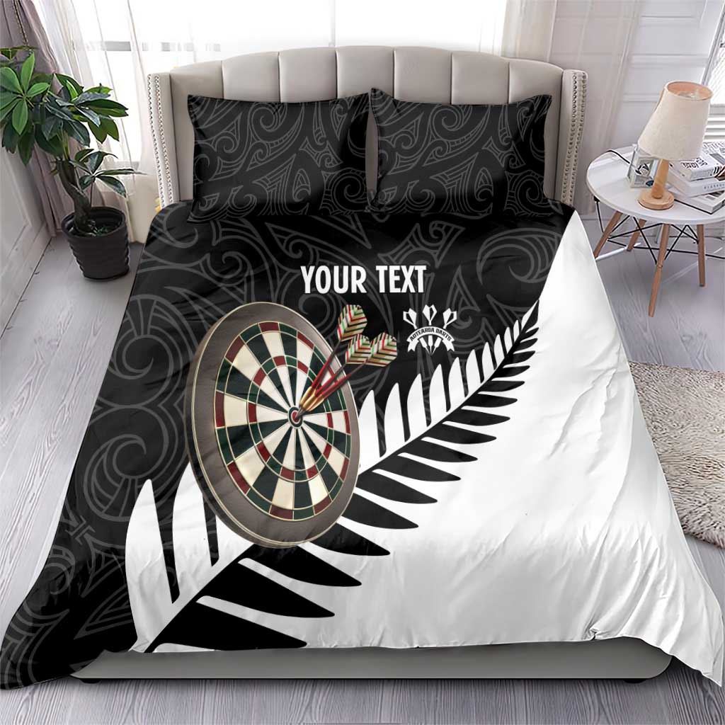 Personalised New Zealand Darts Bedding Set Silver Fern Aotearoa Maori Pattern - Aussie Hoodie