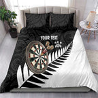 Personalised New Zealand Darts Bedding Set Silver Fern Aotearoa Maori Pattern - Aussie Hoodie