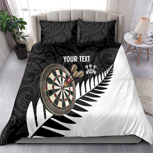 Personalised New Zealand Darts Bedding Set Silver Fern Aotearoa Maori Pattern - Aussie Hoodie