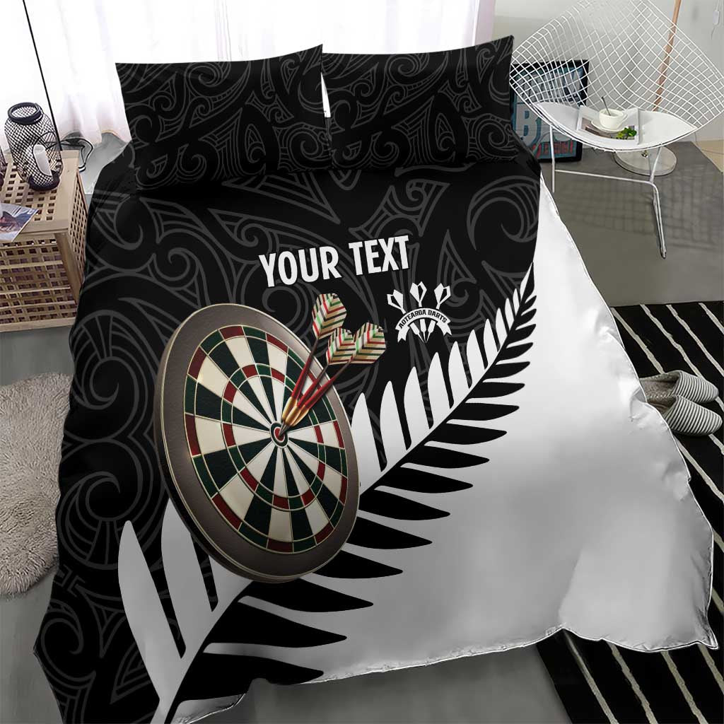 Personalised New Zealand Darts Bedding Set Silver Fern Aotearoa Maori Pattern - Aussie Hoodie