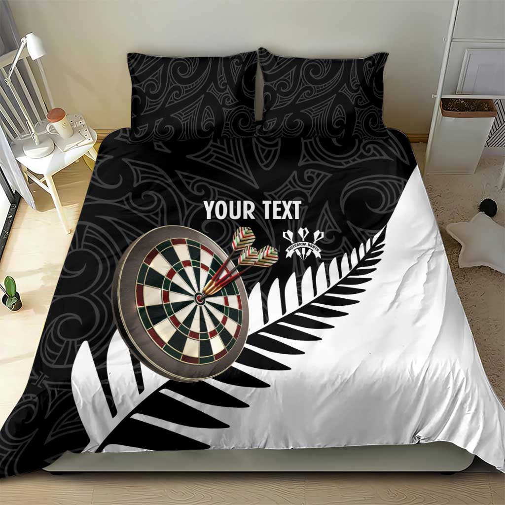 Personalised New Zealand Darts Bedding Set Silver Fern Aotearoa Maori Pattern - Aussie Hoodie