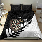 Personalised New Zealand Darts Bedding Set Silver Fern Aotearoa Maori Pattern - Aussie Hoodie