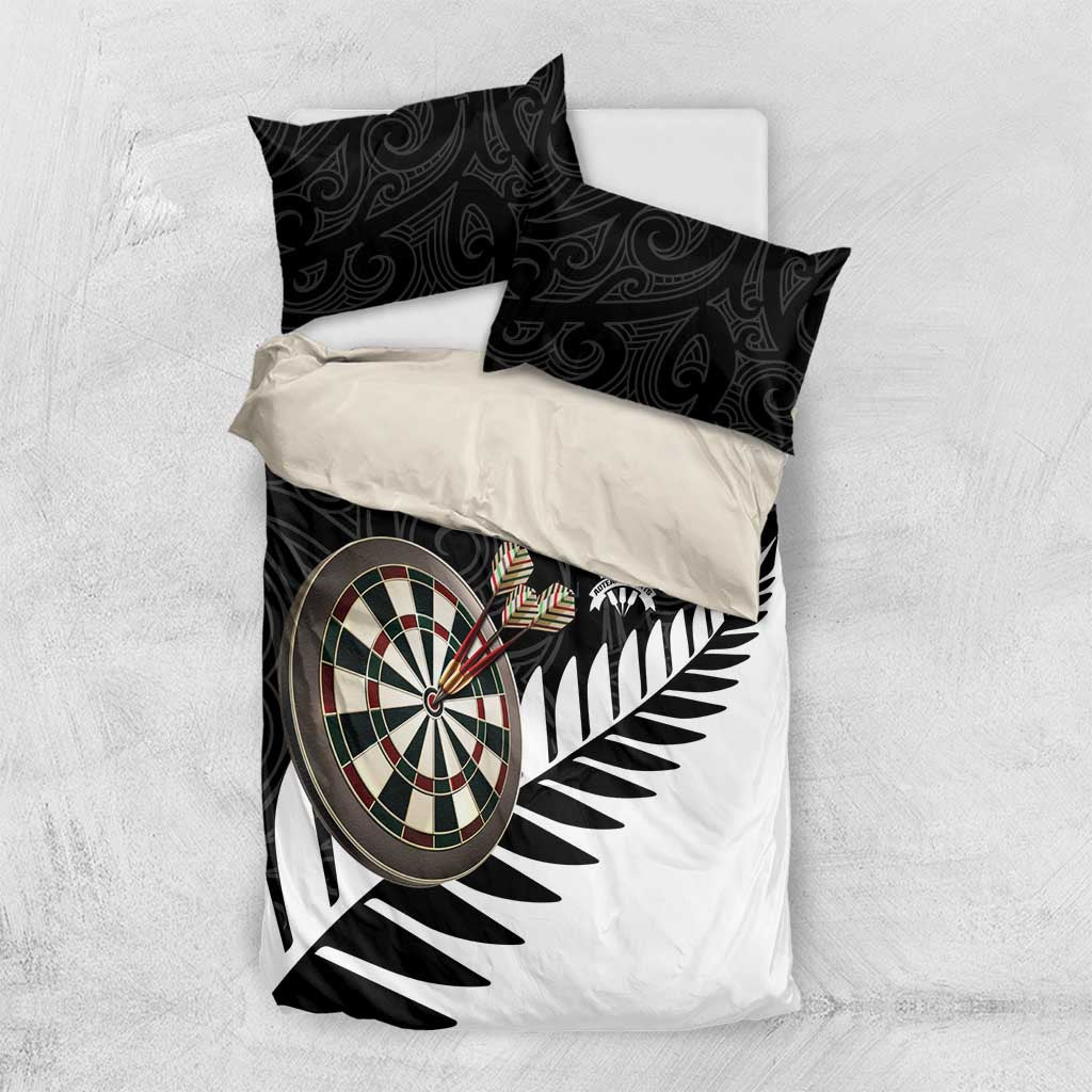Personalised New Zealand Darts Bedding Set Silver Fern Aotearoa Maori Pattern - Aussie Hoodie