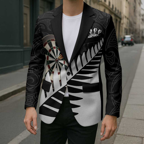 Personalised New Zealand Darts Blazer Silver Fern Aotearoa Maori Pattern - Aussie Hoodie