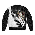 Personalised New Zealand Darts Bomber Jacket Silver Fern Aotearoa Maori Pattern - Aussie Hoodie