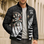Personalised New Zealand Darts Bomber Puffer Jacket Silver Fern Aotearoa Maori Pattern - Aussie Hoodie