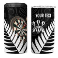 Personalised New Zealand Darts 4 in 1 Can Cooler Tumbler Silver Fern Aotearoa Maori Pattern - Aussie Hoodie