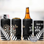 Personalised New Zealand Darts 4 in 1 Can Cooler Tumbler Silver Fern Aotearoa Maori Pattern - Aussie Hoodie