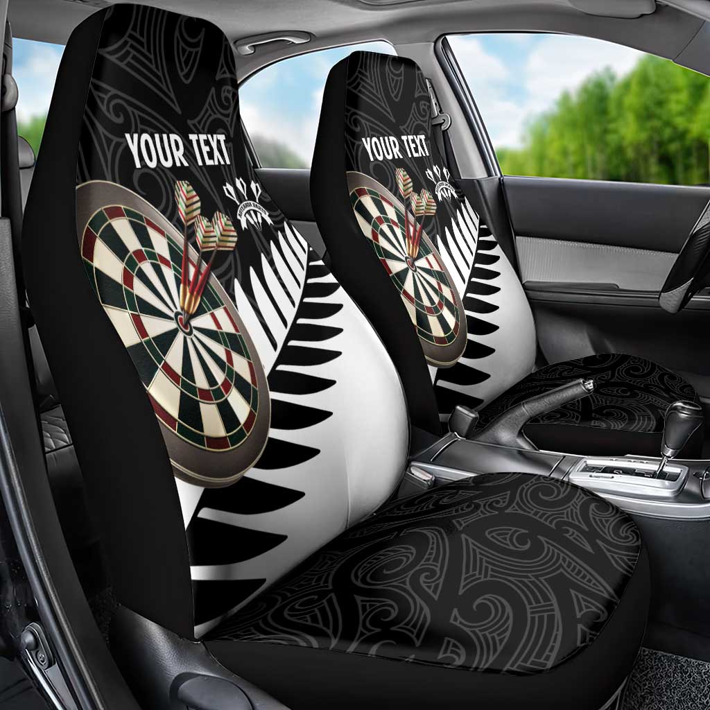 Personalised New Zealand Darts Car Seat Cover Silver Fern Aotearoa Maori Pattern - Aussie Hoodie