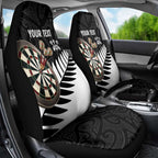 Personalised New Zealand Darts Car Seat Cover Silver Fern Aotearoa Maori Pattern - Aussie Hoodie