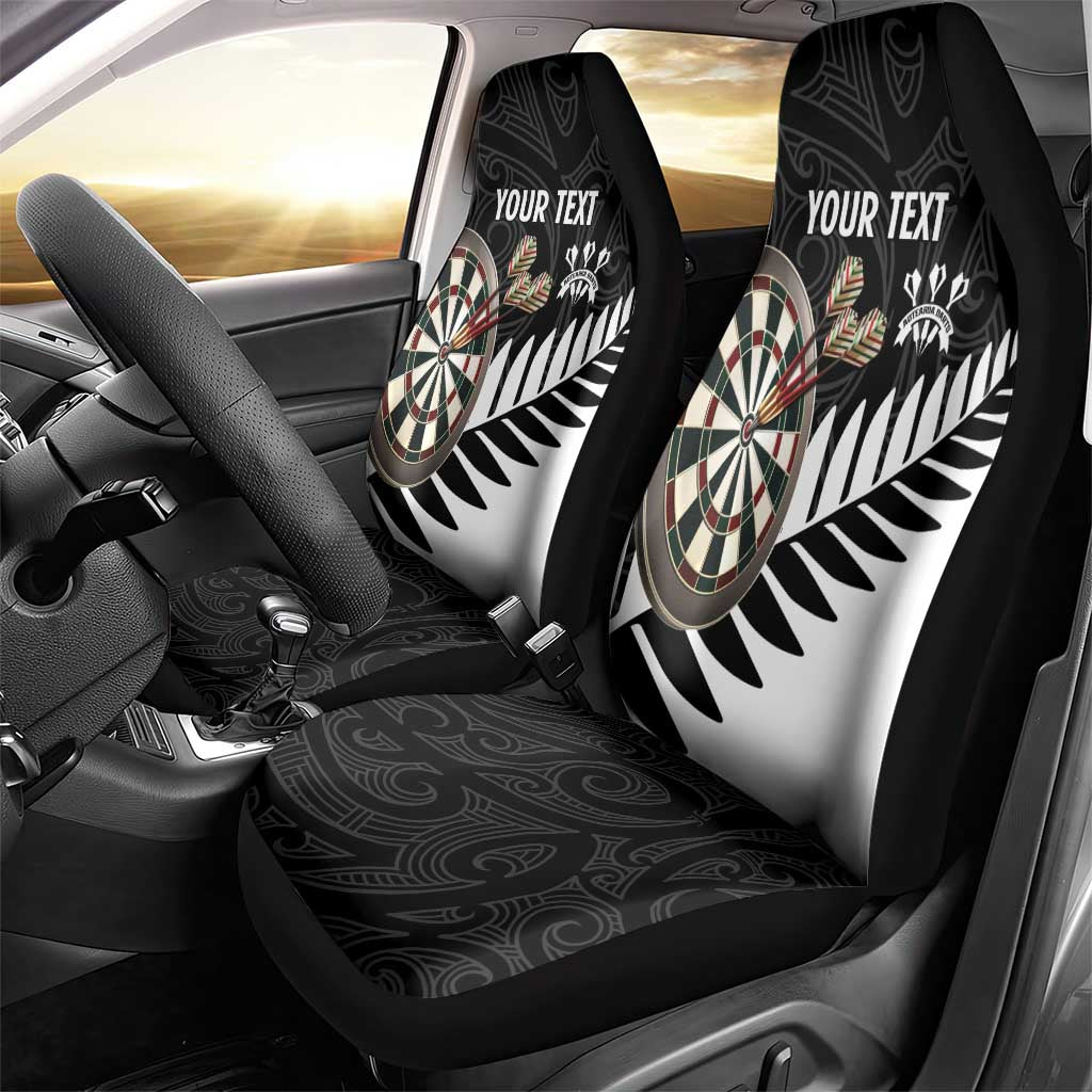 Personalised New Zealand Darts Car Seat Cover Silver Fern Aotearoa Maori Pattern - Aussie Hoodie