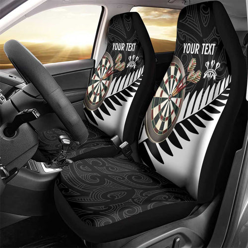 Personalised New Zealand Darts Car Seat Cover Silver Fern Aotearoa Maori Pattern - Aussie Hoodie