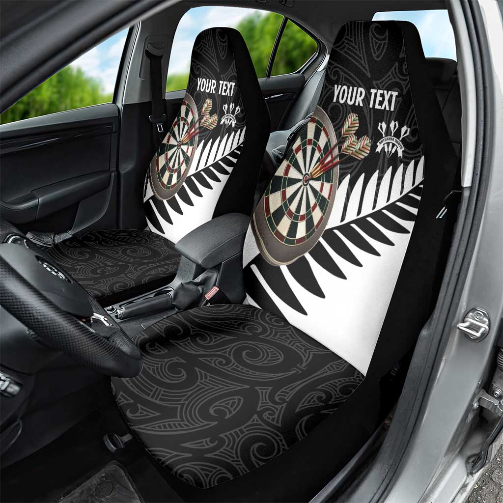 Personalised New Zealand Darts Car Seat Cover Silver Fern Aotearoa Maori Pattern - Aussie Hoodie