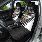 Personalised New Zealand Darts Car Seat Cover Silver Fern Aotearoa Maori Pattern - Aussie Hoodie